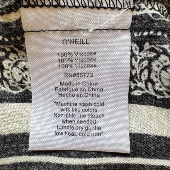 O'Neill Casty Maxi Dress Ivory Black Boho Beachy Strappy Sz L - Picture 7 of 16